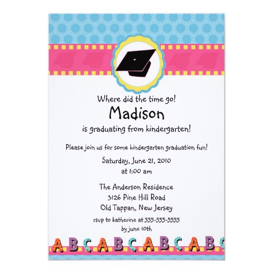 cute pink girls kindergarten graduation invitation zazzlecom