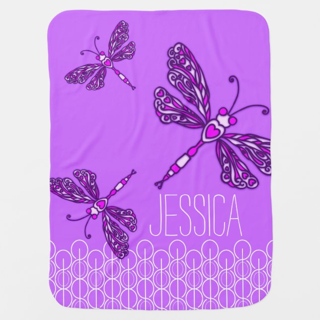 Cute pink girls named dragonflies baby blanket (Front)