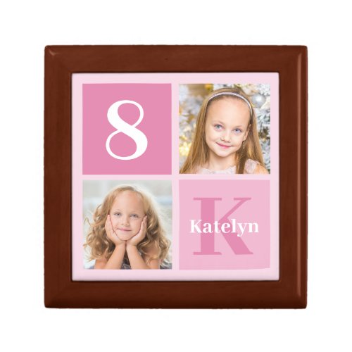 Cute Pink Girls Photo Collage Personalized Gift Box