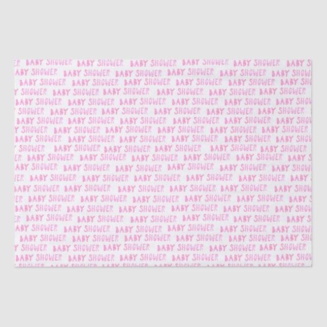 Cute Pink Girly Baby Shower Typography Tissue Paper (Front)