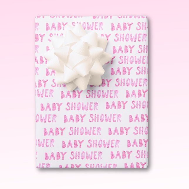 Cute Pink Girly Baby Shower Typography Wrapping Paper Sheets (Creator Uploaded)