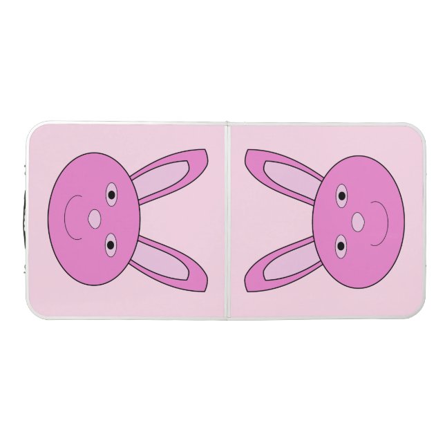 Cute Pink Girly Bunny Face Spring Easter Beer Pong Table (Top)
