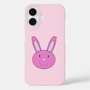 Cute Pink Girly Bunny Face Spring Easter iPhone 16 Case