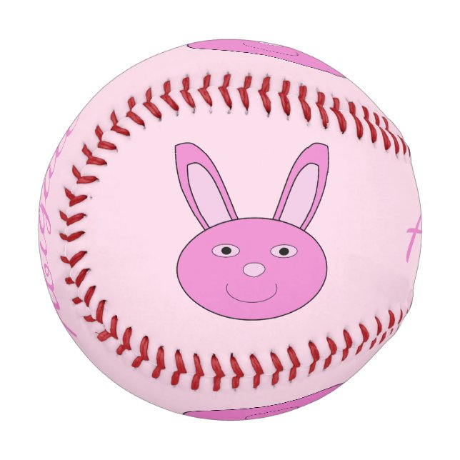 Cute Pink Girly Bunny Face Spring Easter Custom Baseball (Front Left)