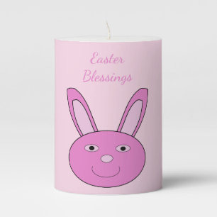 Cute Pink Girly Bunny Face Spring Easter Custom Pillar Candle