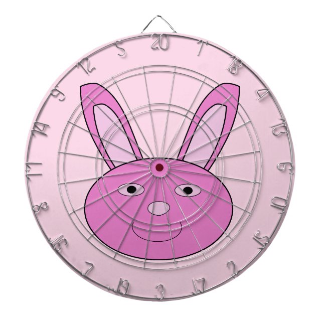 Cute Pink Girly Bunny Face Spring Easter Dart Board (Front)