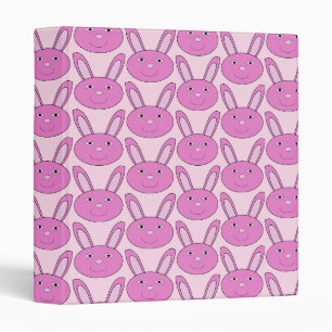Cute Pink Girly Bunny Face Spring Easter Patterned 3 Ring Binder