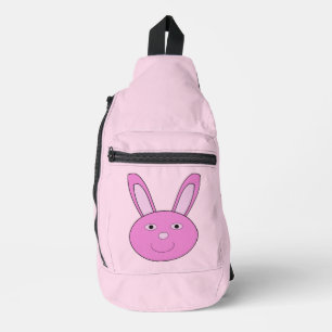 Cute Pink Girly Bunny Face Spring Easter Sling Bag