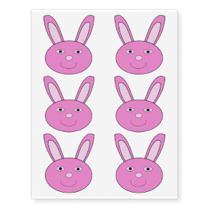 Cute Pink Girly Bunny Face Spring Easter Temporary Tattoos