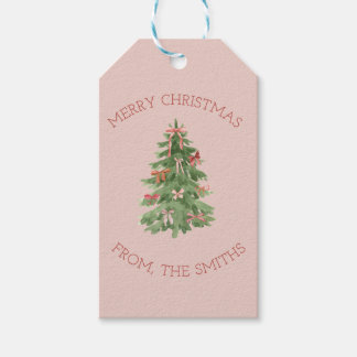 Cute Pink Girly Christmas Tree Gift Stickers Gift Tags