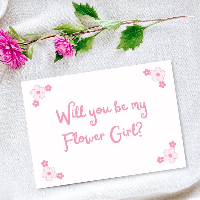 Cute Pink Girly Personalized Flower Girl Proposal Card (Creator Uploaded)
