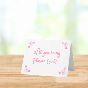 Cute Pink Girly Personalized Flower Girl Proposal Card