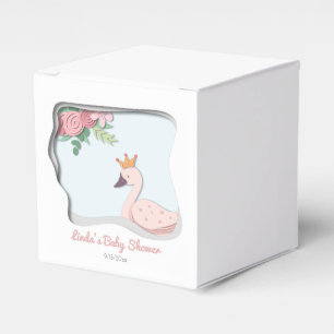 Cute Pink Girly Swan Princess Baby Shower Favor Boxes