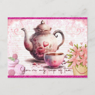 Cute Pink Girly Vintage You're My Cup of Tea Postcard