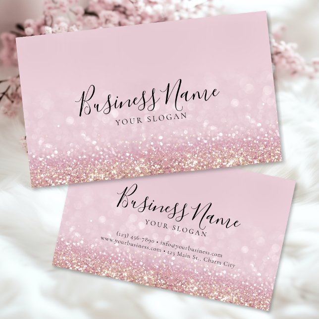 Cute Pink Glitter Charm Business Card (Creator Uploaded)