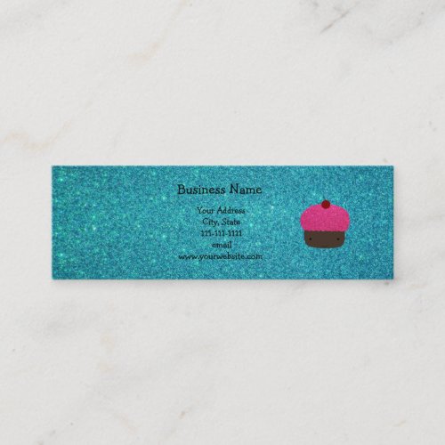 Cute pink glitter cupcake turquoise glitter business cards