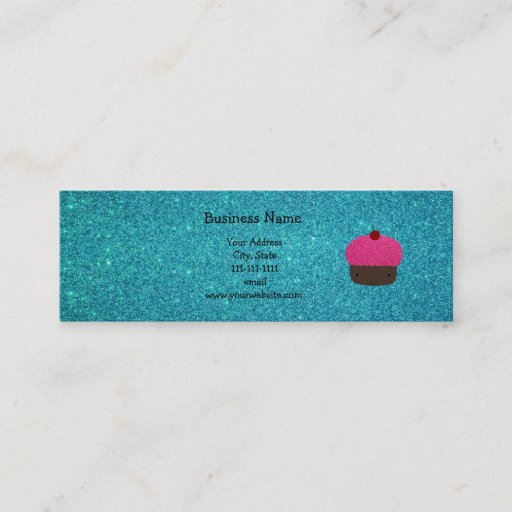 Customizable Cute pink glitter cupcake turquoise glitter business cards