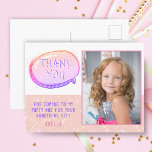 Cute Pink Glitter Girly Birthday Thank you Photo Postcard<br><div class="desc">Cute Pink Glitter Girly Birthday Thank you Photo Postcard for girls with a custom photo and thank you text. Personalizable birthday thank you card for your friends and family. Upload your photo and personalize the postcard with your name and text. The postcard has a pink cartoon frame and pink glitter....</div>