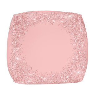 Cute  pink  glitter  monogram  pouf