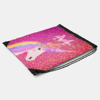 Personalized unicorn sequin online drawstring bag