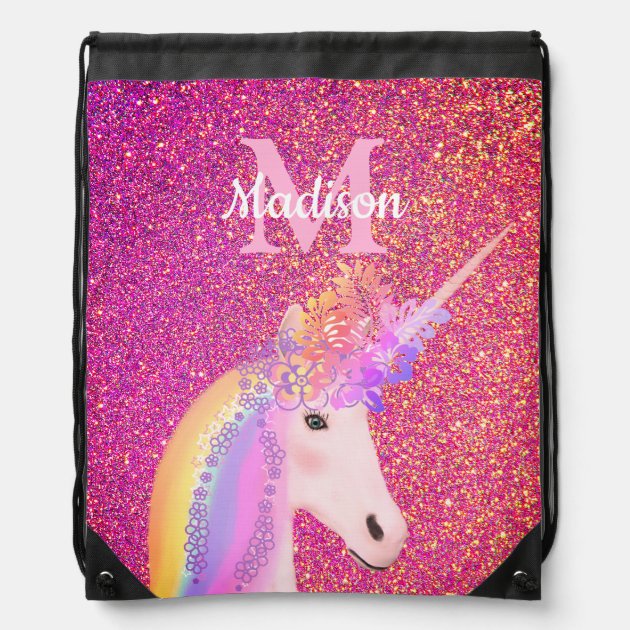 Personalised unicorn shop sequin drawstring bag