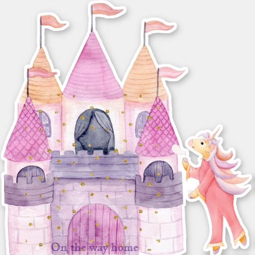 Cute Pink Glitter Watercolor Unicorn   Sticker