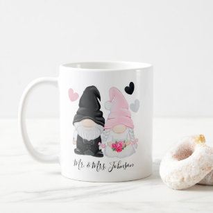 Cute Pink Gnome Bride and Groom Wedding Coffee Mug