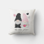 Cute Pink Gnome Bride And Groom Wedding Throw Pillow at Zazzle