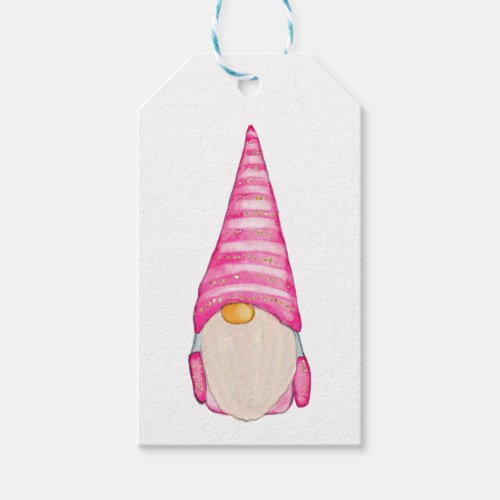 Cute Pink Gnome Christmas Holiday  Gift Tags