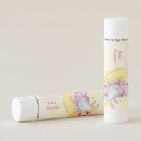 Cute Pink Gnome Moon Clouds Baby Shower  Lip Balm