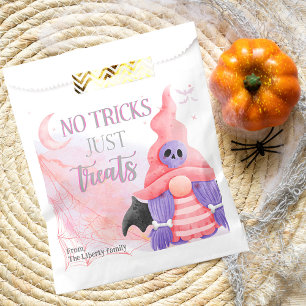 Cute pink gnome watercolor kids trick or treat favor bag