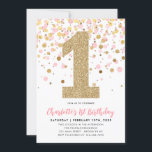 Cute Pink Gold Glitter Confetti Girl 1st Birthday Invitation<br><div class="desc">A cute and fun Blush Pink Gold Glitter Sparkle Confetti Birthday Party Invitation for a little girl!</div>