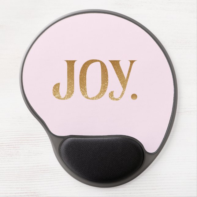 Cute Pink Gold Glitter JOY Desktop Accessory Gel Mouse Pad (Front)