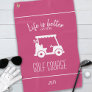 Cute Pink Golf Cart Golfer Golf Course Girly Cute Golf Towel