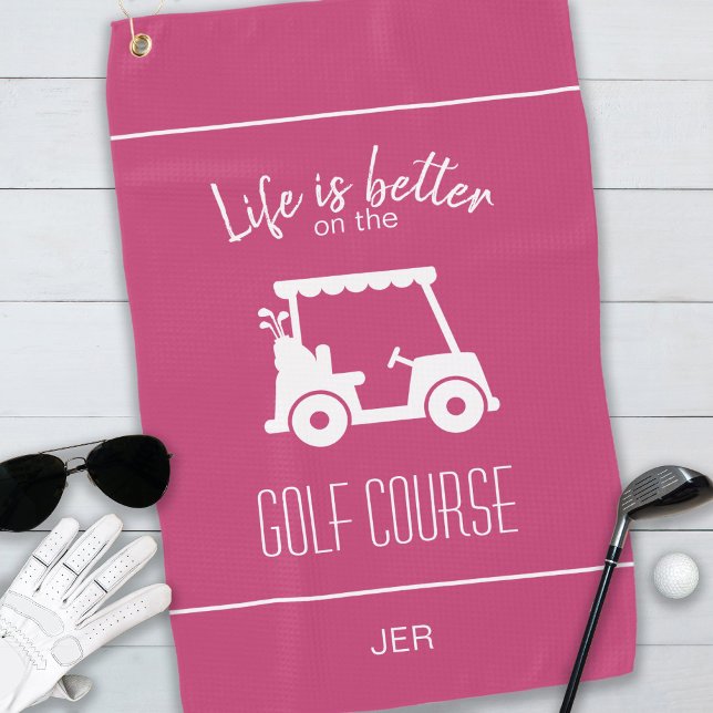 Cute Pink Golf Cart Golfer Golf Course Girly Cute Towel (Creator Uploaded)