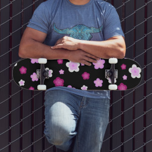 Cute pink gradient daisy flower pattern skateboard