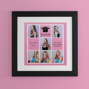 Cute Pink Graduate Photo Collage Graduation Party Poster by epicdesigns at Zazzle