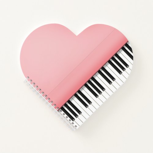 Cute Pink Grand Piano Heart Shaped Notebook