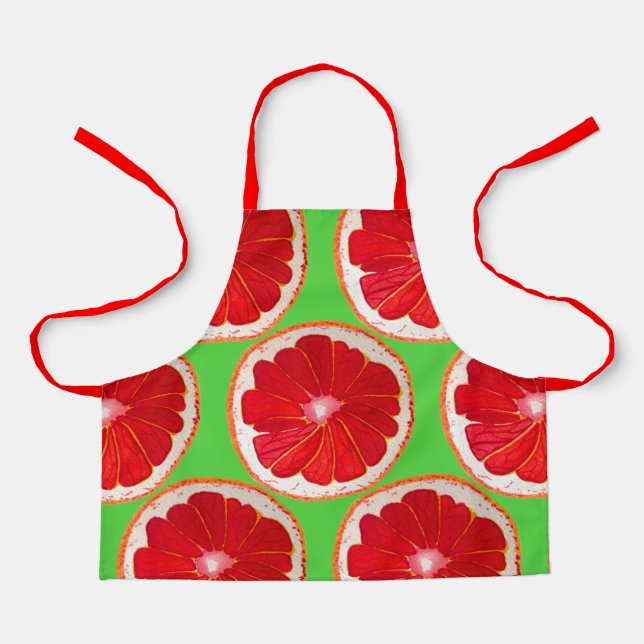 Cute pink grapefruit fruit yummy kids apron (Front)