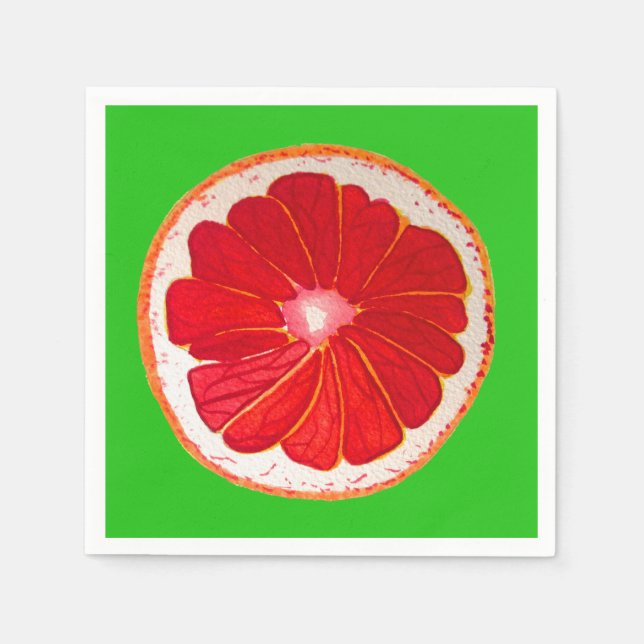 Cute pink grapefruit  illustration fruit art napkins (Front)