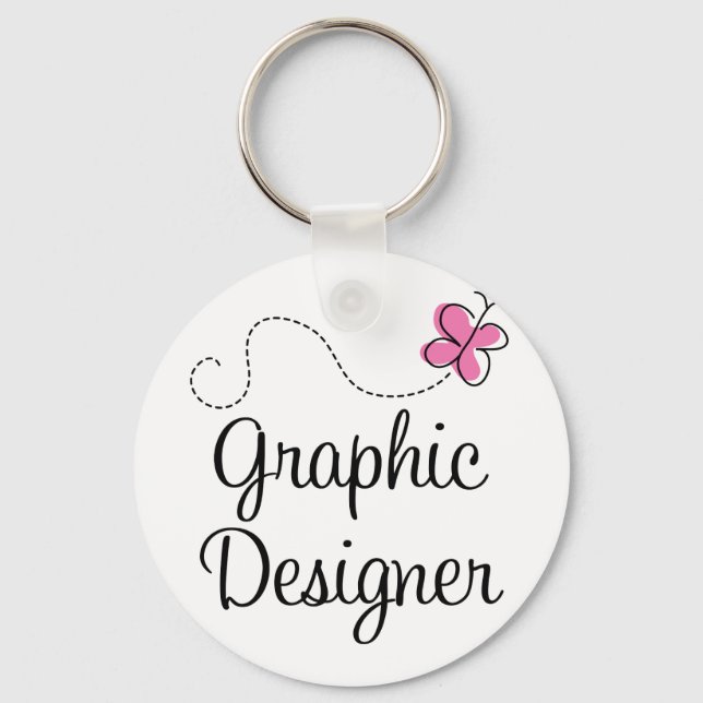 Cute Pink Graphic Designer Keychain (Front)