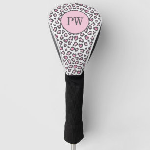 Cute Pink Gray Animal Leopard Print Golf Head Cover