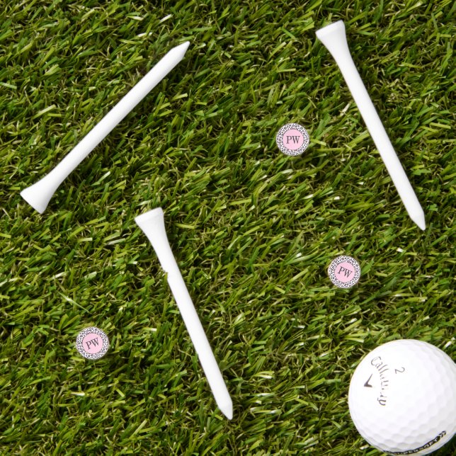 Cute Pink Gray Animal Leopard Print Golf Tees (Grass Multi)