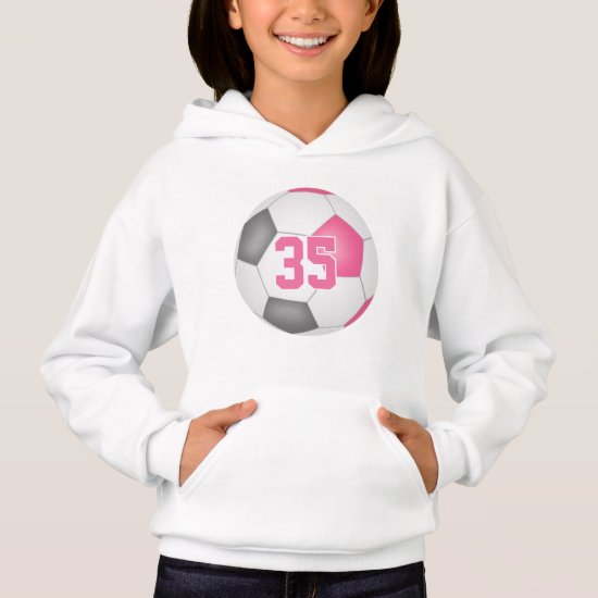 cute pink gray girl's jersey number soccer hoodie