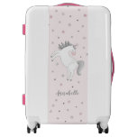 Cute Pink Gray Magical Unicorn Girl Suitcase at Zazzle