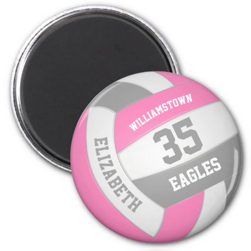 cute pink gray volleyball team name girls magnet