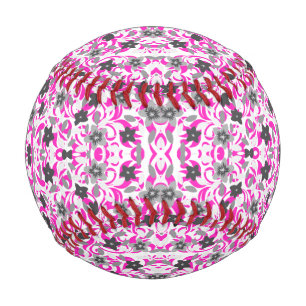 Cute pink gray white abstract flowers baseball