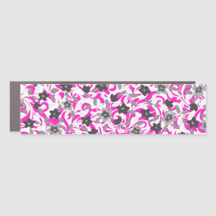 Cute pink gray white abstract flowers car magnet