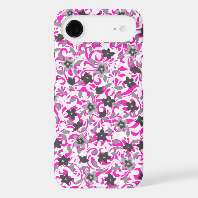 Cute pink gray white abstract flowers Case-Mate iPhone case (Back)