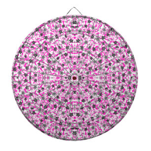 Cute pink gray white abstract flowers dart board